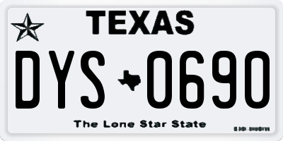 TX license plate DYS0690