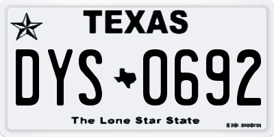 TX license plate DYS0692