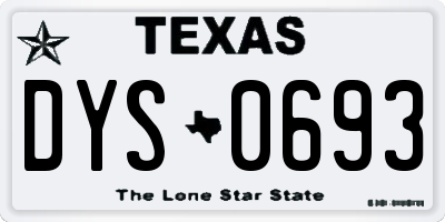TX license plate DYS0693