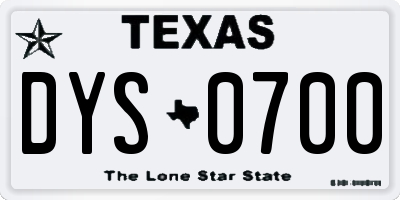 TX license plate DYS0700