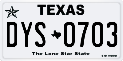 TX license plate DYS0703