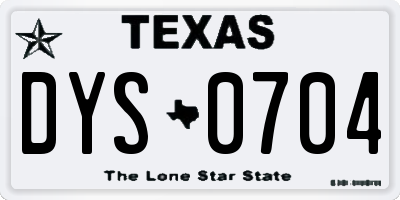 TX license plate DYS0704
