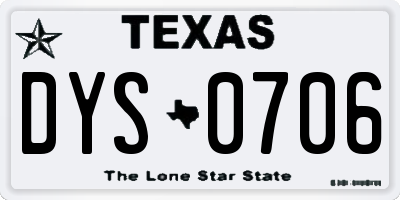 TX license plate DYS0706