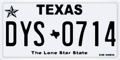 TX license plate DYS0714