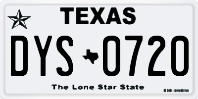 TX license plate DYS0720