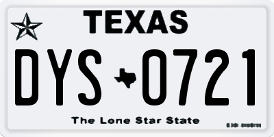 TX license plate DYS0721