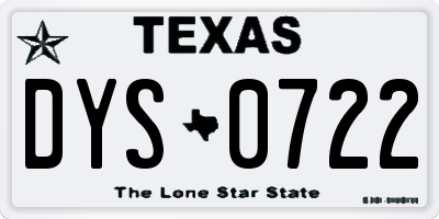 TX license plate DYS0722