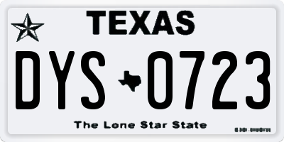 TX license plate DYS0723