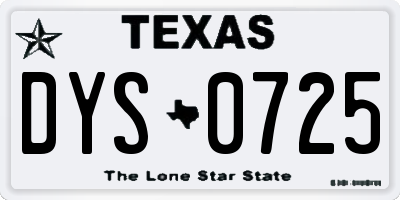 TX license plate DYS0725