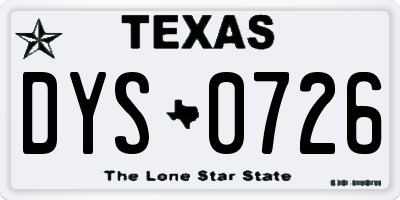 TX license plate DYS0726
