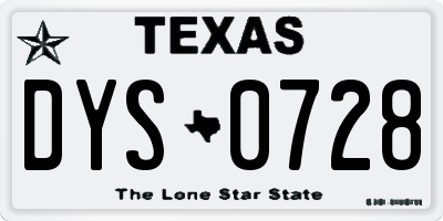 TX license plate DYS0728