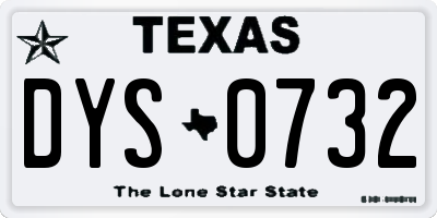 TX license plate DYS0732