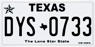 TX license plate DYS0733