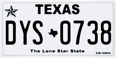 TX license plate DYS0738
