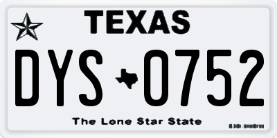 TX license plate DYS0752