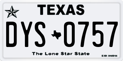 TX license plate DYS0757