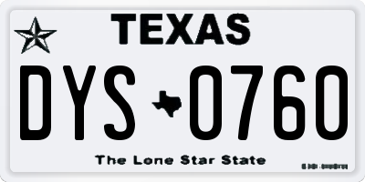 TX license plate DYS0760