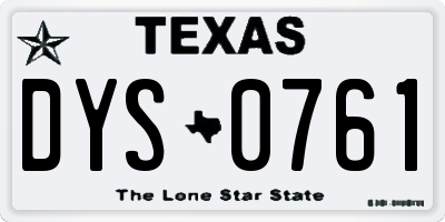 TX license plate DYS0761