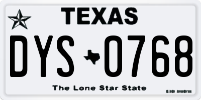 TX license plate DYS0768