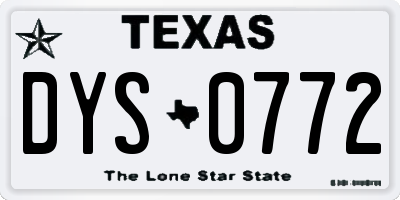 TX license plate DYS0772