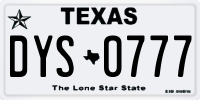 TX license plate DYS0777