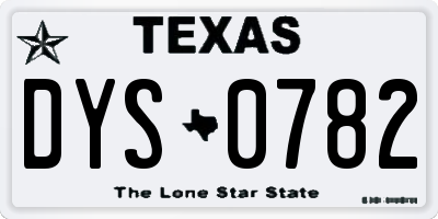 TX license plate DYS0782