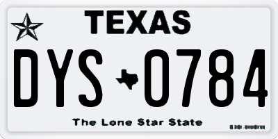 TX license plate DYS0784