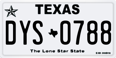 TX license plate DYS0788