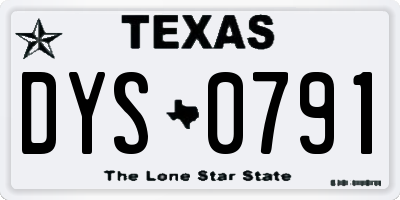 TX license plate DYS0791