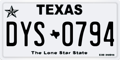 TX license plate DYS0794