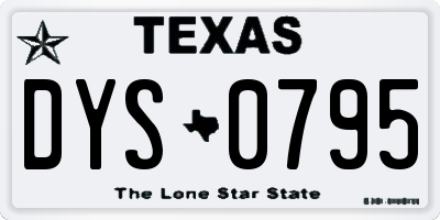 TX license plate DYS0795