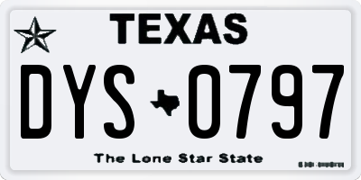 TX license plate DYS0797