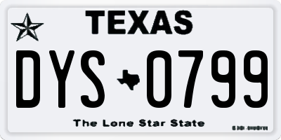 TX license plate DYS0799