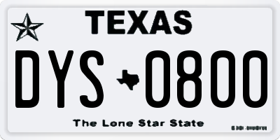 TX license plate DYS0800
