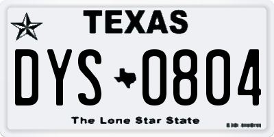TX license plate DYS0804