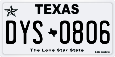 TX license plate DYS0806