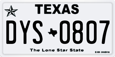 TX license plate DYS0807
