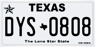 TX license plate DYS0808