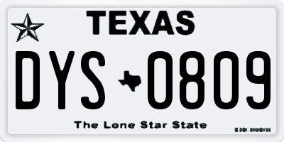 TX license plate DYS0809