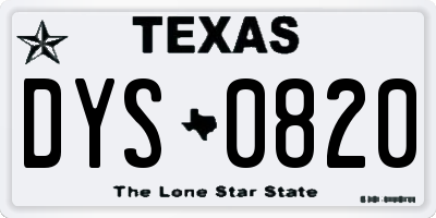 TX license plate DYS0820