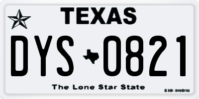 TX license plate DYS0821