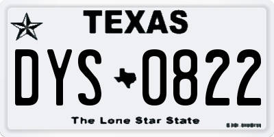 TX license plate DYS0822