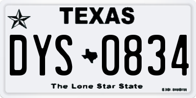 TX license plate DYS0834