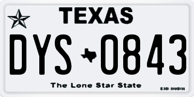 TX license plate DYS0843