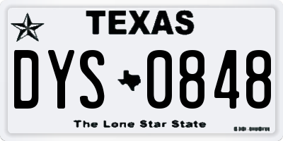 TX license plate DYS0848