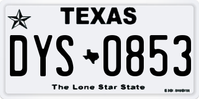 TX license plate DYS0853