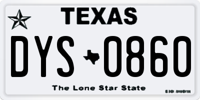 TX license plate DYS0860