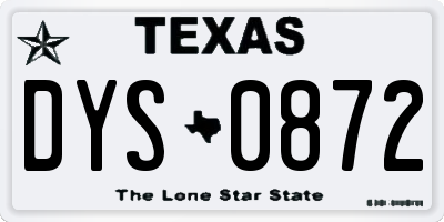TX license plate DYS0872