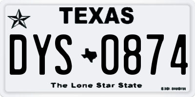TX license plate DYS0874
