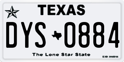 TX license plate DYS0884